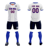 Custom White Classic Striped Personalized Soccer Tops/Sets Jersey