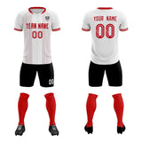 Custom White Classic Striped Personalized Soccer Tops/Sets Jersey