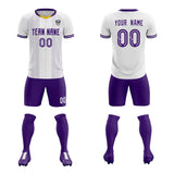 Custom White Classic Striped Personalized Soccer Tops/Sets Jersey