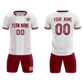 Custom White Classic Striped Personalized Soccer Tops/Sets Jersey