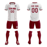 Custom White Classic Striped Personalized Soccer Tops/Sets Jersey