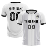 Custom White Classic Striped Personalized Soccer Tops/Sets Jersey