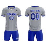 Custom Gray Classic Striped Personalized Soccer Tops/Sets Jersey
