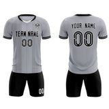Custom Gray Classic Striped Personalized Soccer Tops/Sets Jersey