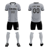 Custom Gray Classic Striped Personalized Soccer Tops/Sets Jersey