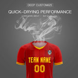 Custom Red Classic Striped Personalized Soccer Tops/Sets Jersey