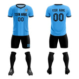 Custom Powder Blue Classic Striped Personalized Soccer Tops/Sets Jersey