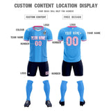 Custom Powder Blue Classic Striped Personalized Soccer Tops/Sets Jersey