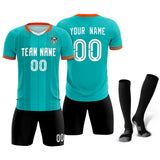 Custom Green Classic Striped Personalized Soccer Tops/Sets Jersey
