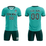 Custom Bright Green Classic Striped Personalized Soccer Tops/Sets Jersey