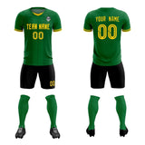 Custom Kelly Green Classic Striped Personalized Soccer Tops/Sets Jersey