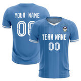 Custom Light Blue Classic Striped Personalized Soccer Tops/Sets Jersey