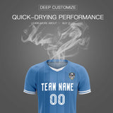 Custom Light Blue Classic Striped Personalized Soccer Tops/Sets Jersey