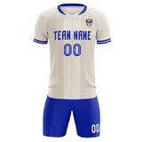 Custom Cream Classic Striped Personalized Soccer Tops/Sets Jersey