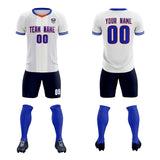 Custom White Classic Striped Personalized Soccer Tops/Sets Jersey