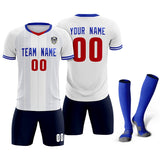 Custom White Classic Striped Personalized Soccer Tops/Sets Jersey