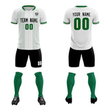 Custom White Classic Striped Personalized Soccer Tops/Sets Jersey