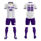 Custom White Classic Striped Personalized Soccer Tops/Sets Jersey
