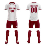 Custom White Classic Striped Personalized Soccer Tops/Sets Jersey