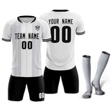 Custom White Classic Striped Personalized Soccer Tops/Sets Jersey