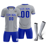 Custom Gray Classic Striped Personalized Soccer Tops/Sets Jersey