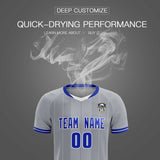 Custom Gray Classic Striped Personalized Soccer Tops/Sets Jersey