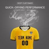 Custom Gold Classic Striped Personalized Soccer Tops/Sets Jersey
