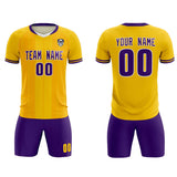 Custom Gold Classic Striped Personalized Soccer Tops/Sets Jersey
