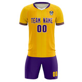 Custom Gold Classic Striped Personalized Soccer Tops/Sets Jersey