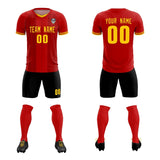 Custom Red Classic Striped Personalized Soccer Tops/Sets Jersey