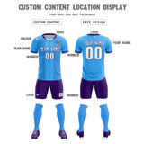 Custom Powder Blue Classic Striped Personalized Soccer Tops/Sets Jersey
