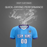 Custom Powder Blue Classic Striped Personalized Soccer Tops/Sets Jersey