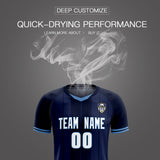 Custom Navy Classic Striped Personalized Soccer Tops/Sets Jersey