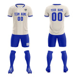 Custom Cream Classic Striped Personalized Soccer Tops/Sets Jersey