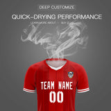 Custom Red Classic Striped Personalized Soccer Tops/Sets Jersey