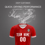 Custom Red Classic Striped Personalized Soccer Tops/Sets Jersey