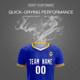 Custom Royal Classic Striped Personalized Soccer Tops/Sets Jersey