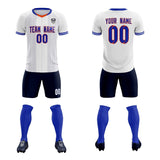 Custom White Classic Striped Personalized Soccer Tops/Sets Jersey