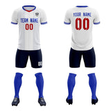 Custom White Classic Striped Personalized Soccer Tops/Sets Jersey
