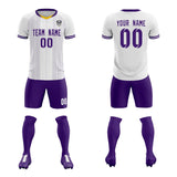 Custom White Classic Striped Personalized Soccer Tops/Sets Jersey
