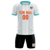Custom White Classic Striped Personalized Soccer Tops/Sets Jersey