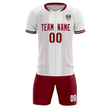 Custom White Classic Striped Personalized Soccer Tops/Sets Jersey