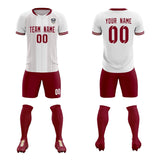 Custom White Classic Striped Personalized Soccer Tops/Sets Jersey