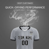 Custom Gray Classic Striped Personalized Soccer Tops/Sets Jersey