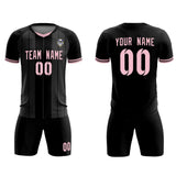 Custom Black Classic Striped Personalized Soccer Tops/Sets Jersey