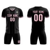 Custom Black Classic Striped Personalized Soccer Tops/Sets Jersey
