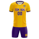Custom Gold Classic Striped Personalized Soccer Tops/Sets Jersey
