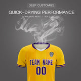 Custom Gold Classic Striped Personalized Soccer Tops/Sets Jersey
