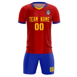 Custom Red Classic Striped Personalized Soccer Tops/Sets Jersey