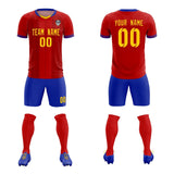 Custom Red Classic Striped Personalized Soccer Tops/Sets Jersey